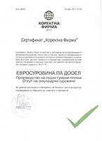 Korektna firma certificate